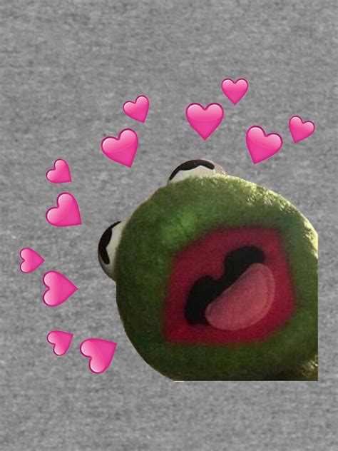 Kermit Heart Meme Lightweight Sweatshirt For Sale By Queentones