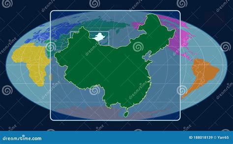 China Continents Mollweide Centered Stock Illustration