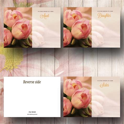 Beautiful Blush Tulips Funeral Flower Message Cards