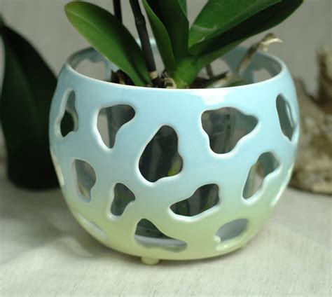 Large Orchid Pot 6 Openwork Ceramic Pot With Holes Fine Etsy