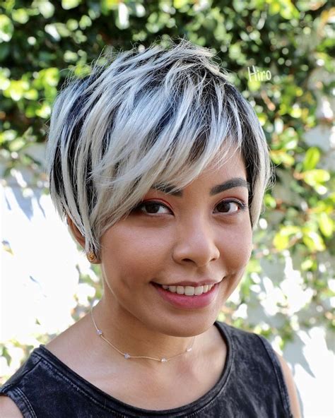 Textured Long Layered Pixie With Asymmetrical Side Swept Bangs And