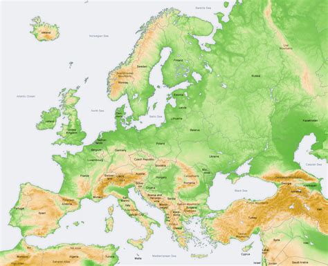 Fileeurope Topography Map Enpng