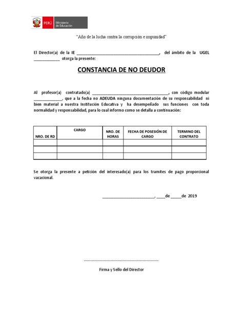 Constancia De No Deudor Pdf