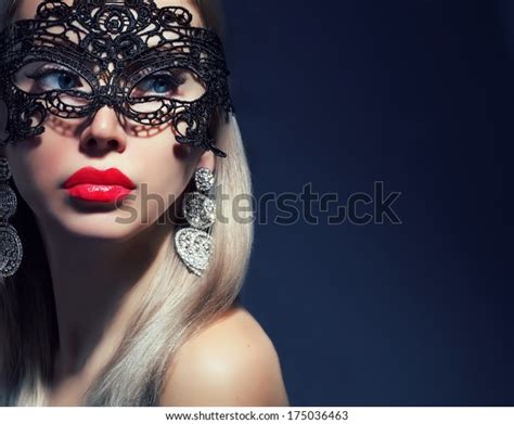 Beautiful Woman Mask Red Lips Stock Photo Edit Now 175036463