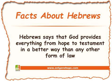 Facts About Hebrews Only One Hope