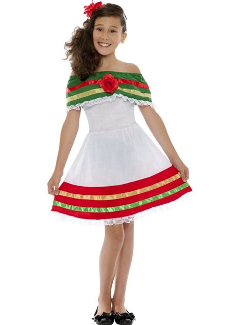 Child Mexican Girl Fancy Dress Costume Senorita Kids Spanish Fiesta