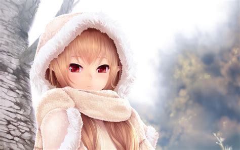 Winter Anime Girl Wallpaper For Widescreen Desktop Pc