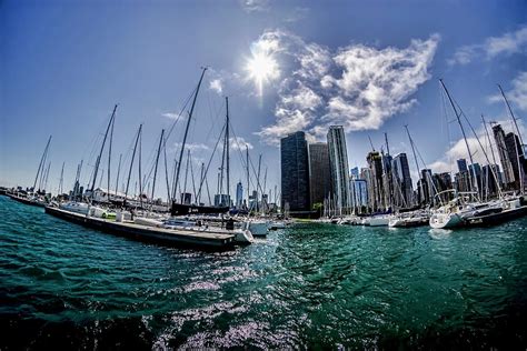 Fisheye View Of The Chicago Skyline From Dusable Harbor Photograph By