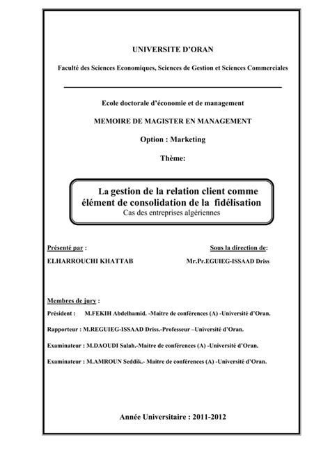 Exemple De Mémoire De Master 2 Marketing - Le Meilleur Exemple
