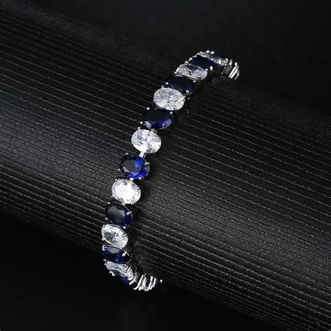 Fashion Blue Zircon Bracelet Bangle For Women In Chain And Link Bracelets