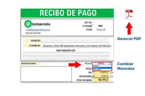 Formato De Recibo De Pago En Excel Descarga Gratis