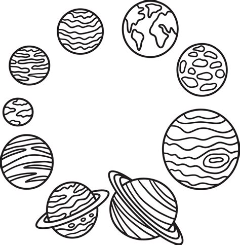 Solar System Isolated Coloring Page For Kids 10993794 Vector Art At