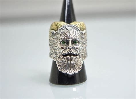 925 Sterling Silver Faun Satyr Silenos Goatman Ring Eliz Eliz Jewelry