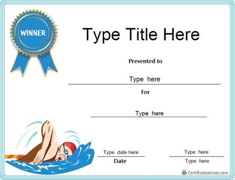 Printable Swimming Certificate Template Certificate Templates Awards