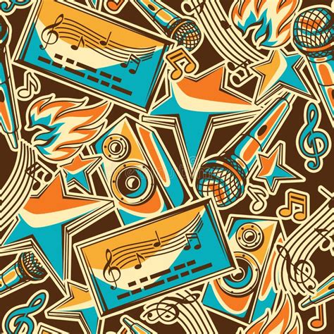 Karaoke Party Seamless Pattern Music Event Background Illustration In