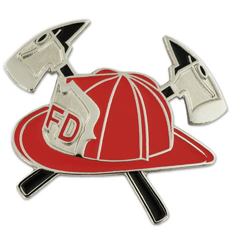 Red Fireman Hat With Crossed Axes Pin Pinmart