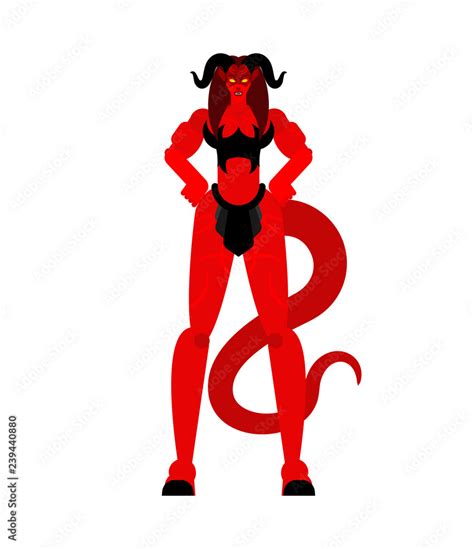 Vetor De Woman Demon Warrior Strong Female Devil Berserk Succubus Red