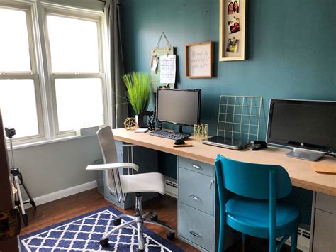 Home Office Behr Sophisticated Teal Accent Wall Walmart Rug Filing