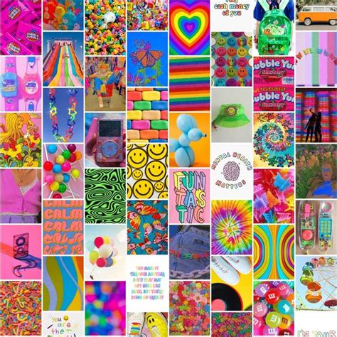 Indiekidcore Rainbow Wall Collage 50 Photos Room Etsy Wall Collage