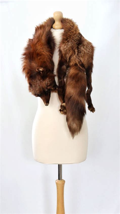 vintage 1940 s copper rust red taxidermy fox real fur etsy uk game of thrones costumes