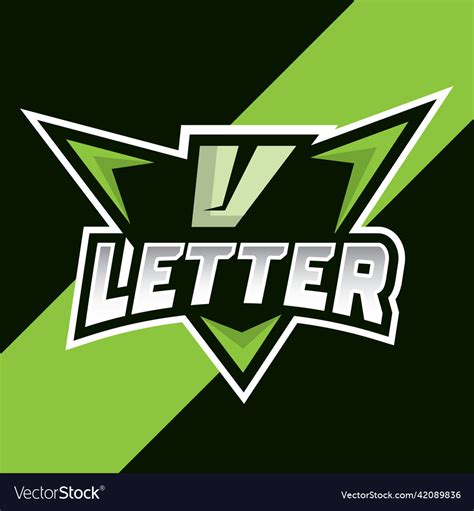 V Initial Letter Esport Logo Design Gaming Vector Image