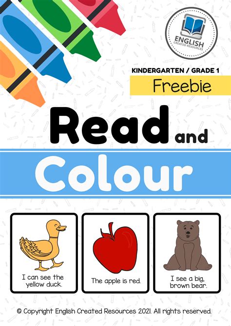 Read And Colour Worksheets Kg And Grade 1 English Created Resources