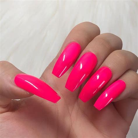 Neon Hot Pink Hand Painted Press On Gel Nails Pink Nailspink Press