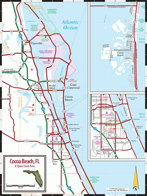 Cocoa Beach And Florida Space Coast Map Coco Beach Florida Map