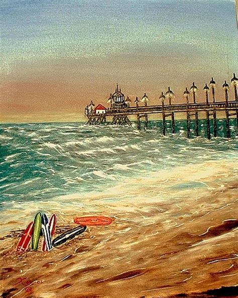 Ocean Pier Painting By Kenneth Lepoidevin Fine Art America