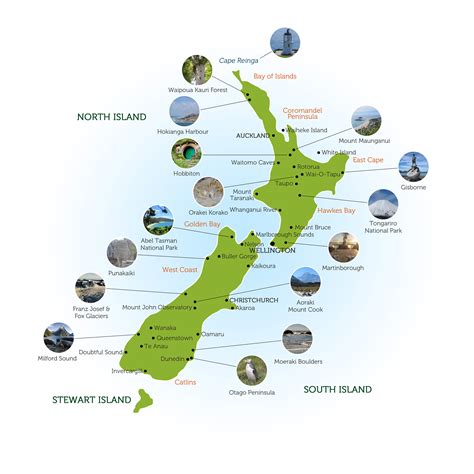 Large Highlights Map Of New Zealand New Zealand Oceania Mapsland