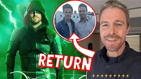 stephen amell reacts to green arrow return in the flash season 9 and the cw spoiling his return