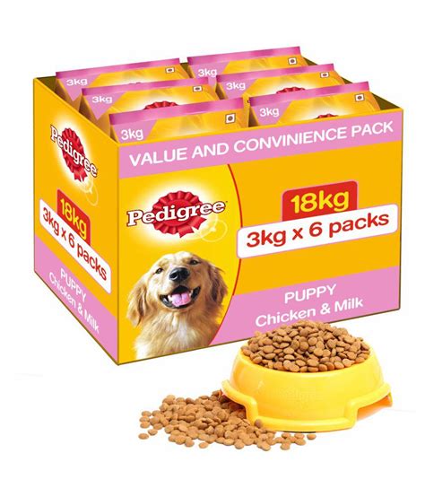 Pedigree Dry Dog Food Chicken And Milk For Puppy 3 Kg Pack Of 6 Buy