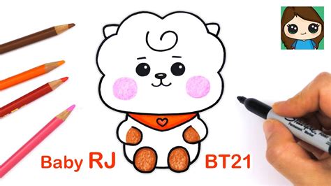How To Draw Bt21 Baby Rj Bts Jin Persona Youtube