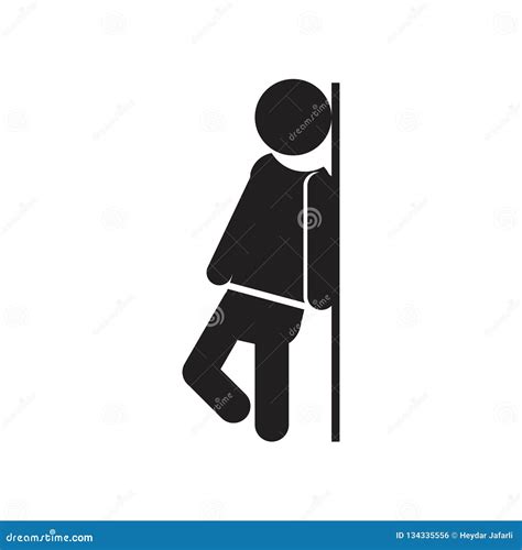 Man Leaning Against The Wall Icon Vector Sign And Symbol Isolated On