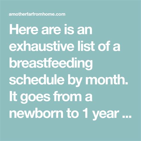 Breastfeeding Schedule By Month Birth To 1 Year Of Age Breastfeeding Breastfeeding