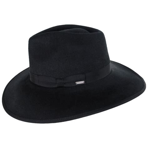 Brixton Hats Jo Wool Felt Rancher Fedora Hat Black Fedoras