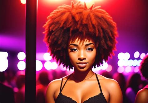 Premium Ai Image Beautiful African American Girl At A Nightclub Party A Woman Poses At A