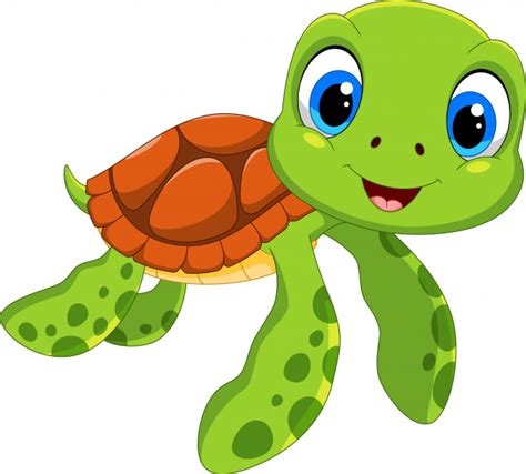 Cute Sea Turtle Cartoon Premium Vector