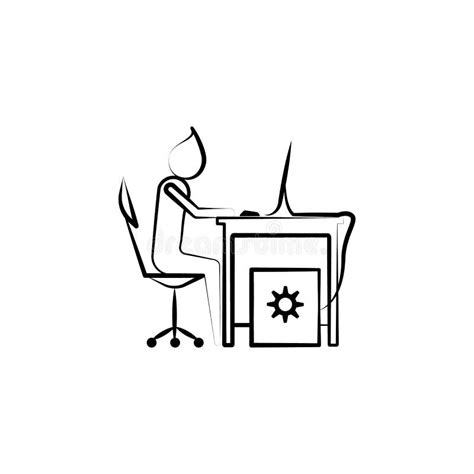Office Man Working Outline Icon Element Of Office Life Illustration