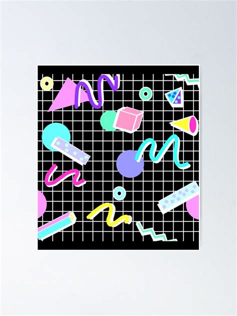 80s Retro Party Grid Design Black Bg Poster For Sale By Ylapayne26