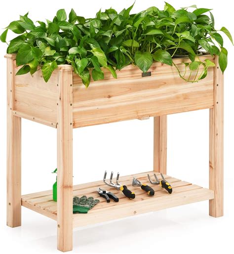 Giantex Raised Garden Bed Elevated Wood Planter Box Stand Planter Garden Grow Box Kit W Legs
