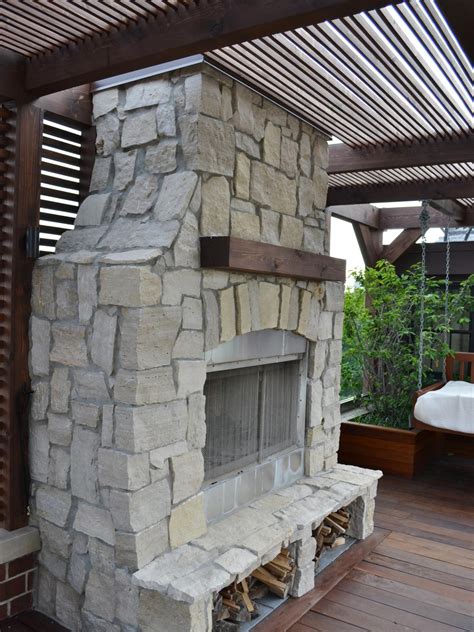 Outdoor Stacked Stone Fireplace Hgtv