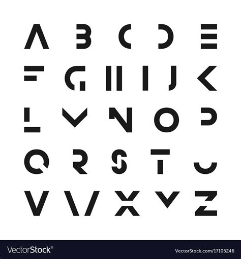 Simple Modern Font Vector Minimalistic English Alphabet Futuristic