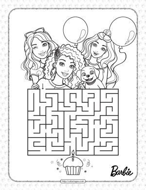 Printables Barbies Birthday Maze Coloring Page Barbie Birthday