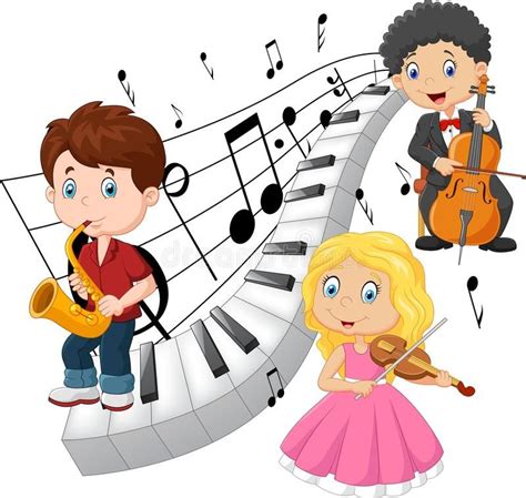 Photo About Illustration Of Little Kids Playing Music With Piano Tone