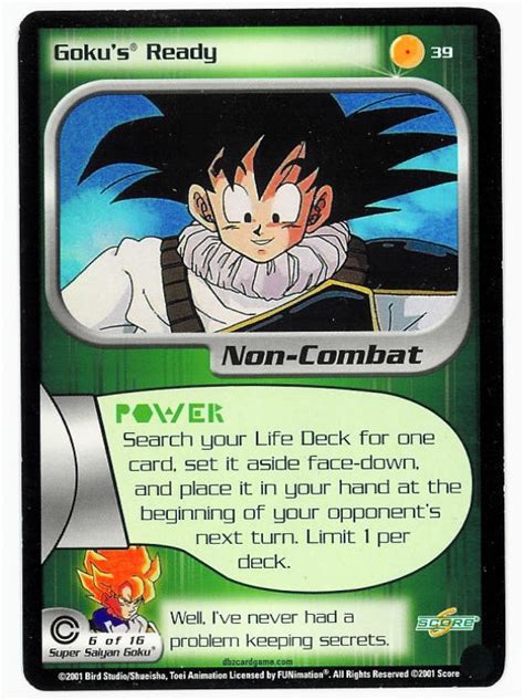This game is based off of characters from dragon ball z. -=Chameleon's Den=- Dragon Ball Z CCG Game Card: Goku's Ready