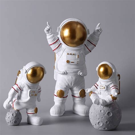 Astronaut Space Man Toy Figure Resin Statue Set Of 3 Space Etsy In