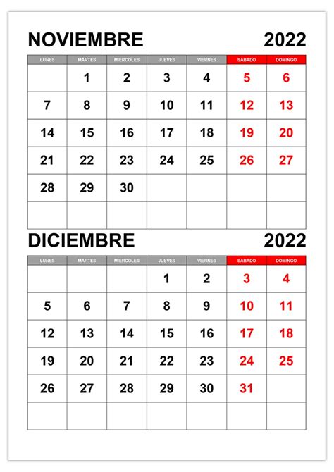 Calendario Noviembre Diciembre 2022 Calendariossu