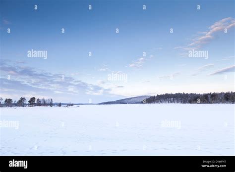 Frozen Lake In Inari Finland Stock Photo Alamy