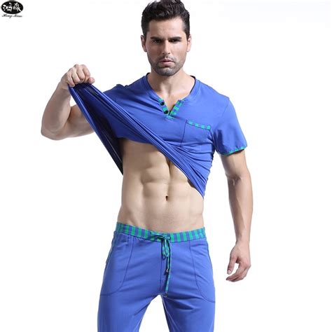 Summer Brand Men Pajamas Fashion Casual Cotton Pyjamas Men Comfortable